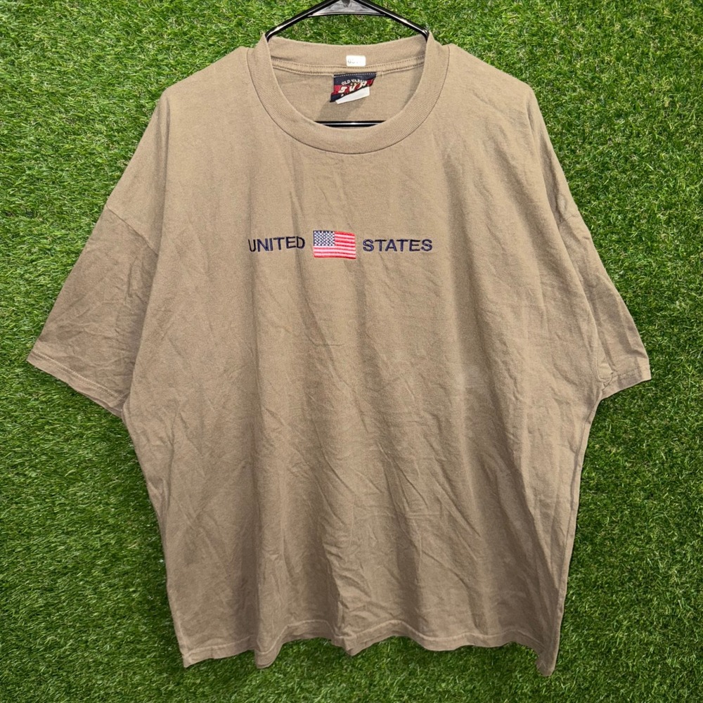Old Varsity Brand Mens 2XL USA‎ Flag Graphic T Shirt beige